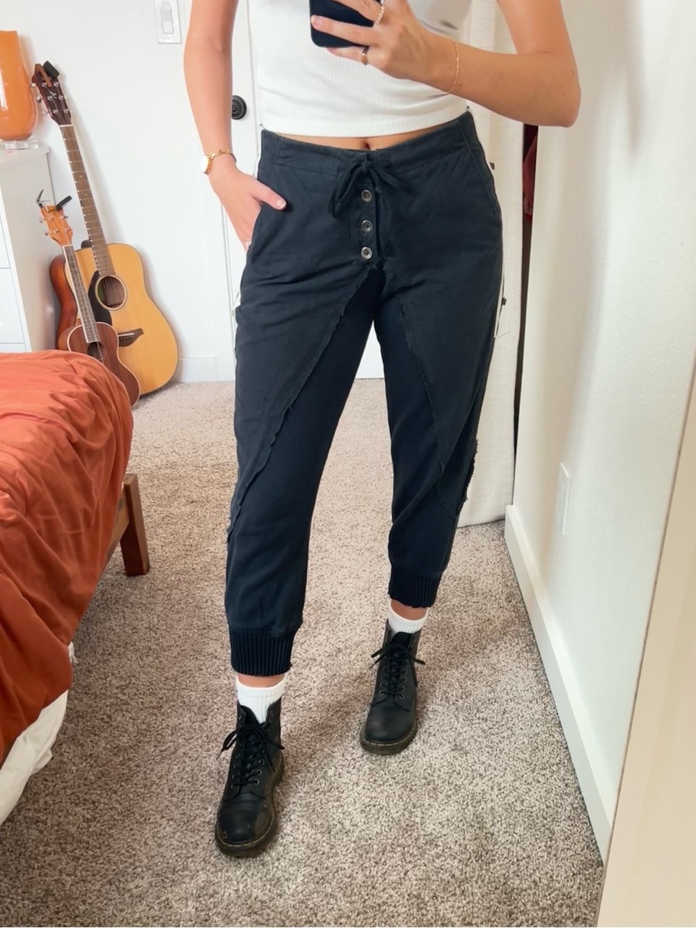 Greg Lauren FW18 50/50 Chino Track Lounge Pants Black - Size 1